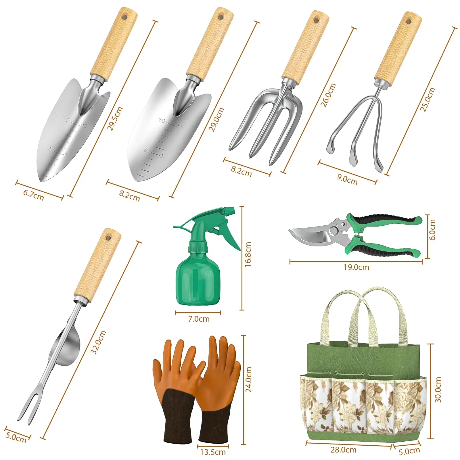 ชุดเครื่องมือทำสวนสแตนเลส 9 ชิ - Spade Digging Fork บทวิจารณ์และราคา
