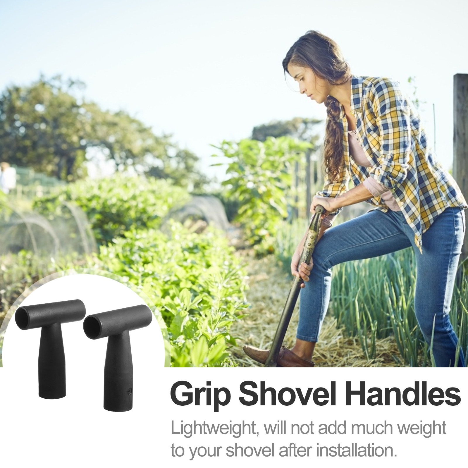 2 ชิ้น ด้ามจับพลาสติกทรงตัว T  - Spade Digging Fork บทวิจารณ์และราคา